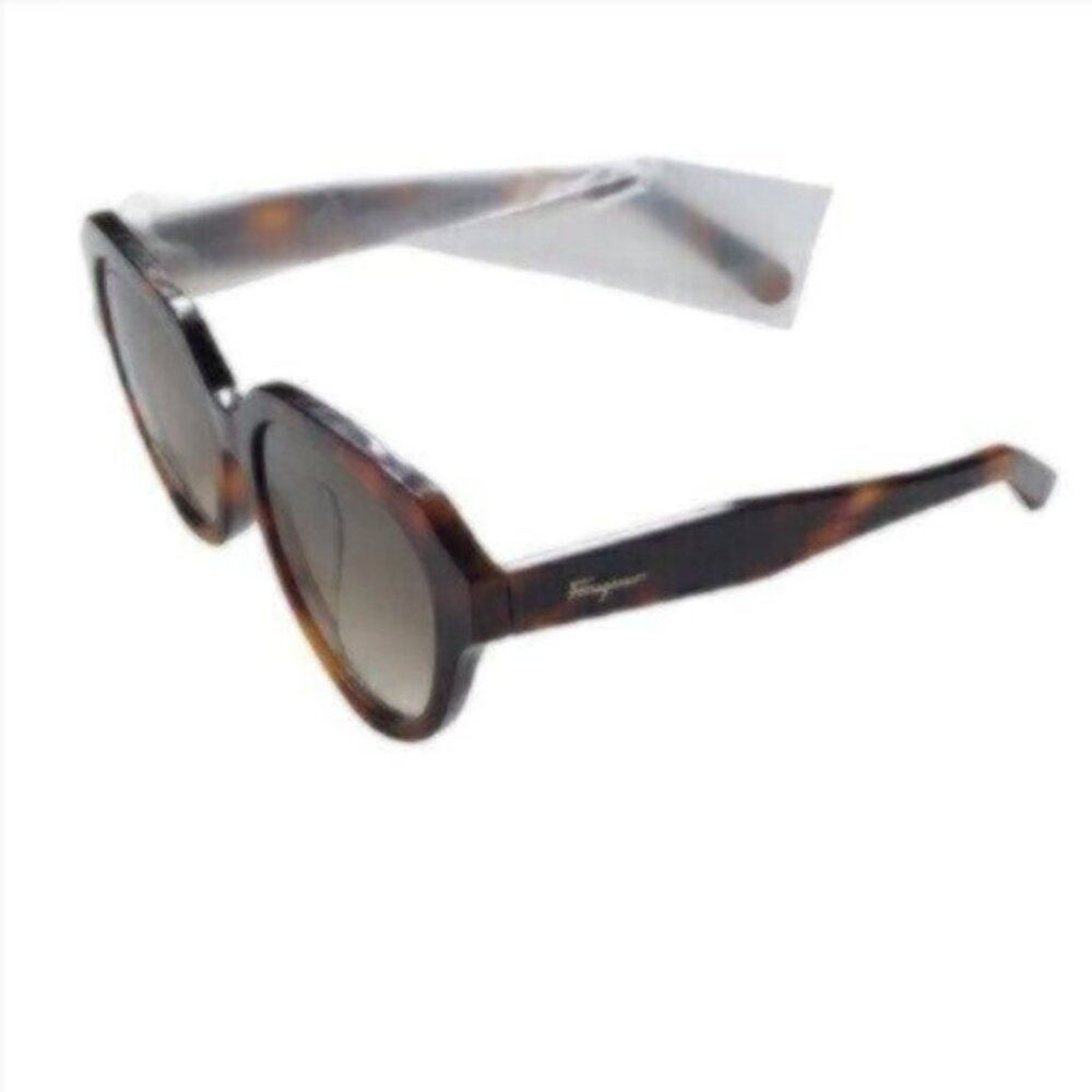 NWT Salvatore Ferragamo Brown Tortoise Shell Rectangle Sunglasses - Picture 4 of 9